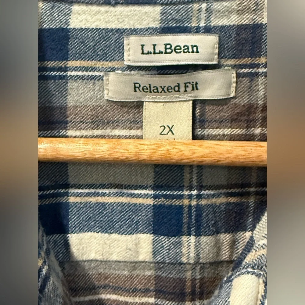 L.L. Bean Blue and Cream Checkered Shirt